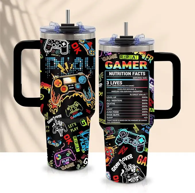 Gaming Gifts for Men Boys, Gamer Gifts for Men, 40oz Gamer Tumbler Cup, Gaming Mugs, Teen Boy Gift Gamings Stuff, Gaming Gamepad Presents for Son, Birthday Gift for Him Mens Boys Gamings Cup