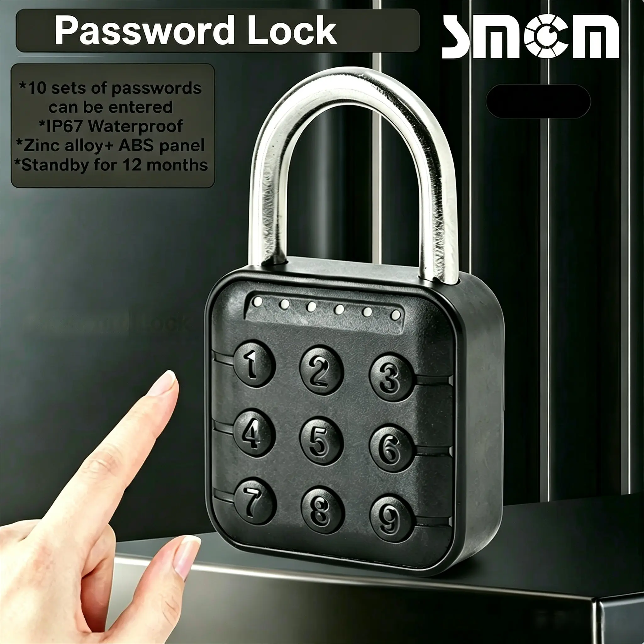 1pc Smart Password Lock Outdoor Electronic Lock, Password Padlock, Waterproof, Zinc Alloy Lock, 10 Codes, Suitable for Cabinet Door, Warehouse Door, Hanging Lock Places