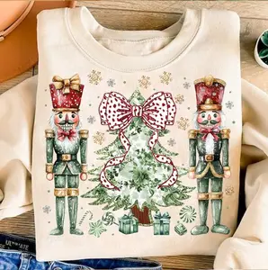 Colorful Gold Chinoiserie Christmas Tree Sweatshirt, Coquette Nutcracker Holiday Crewneck