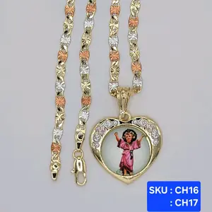 Divine Child Jesus Pendant Chain 3 Color 24 & 18 Inches 4mm Wide Laminated Gold Divino Niño Jesus SKU CH16 CH17