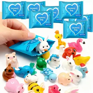 100PCS 50PCS Mixed Color Resin Cute Mysterious Animal  Miniature Figurines with Individual Packaging for Fairy Garden Dollhouse Diorama Collection Eco-Friendly Resin Model Toys