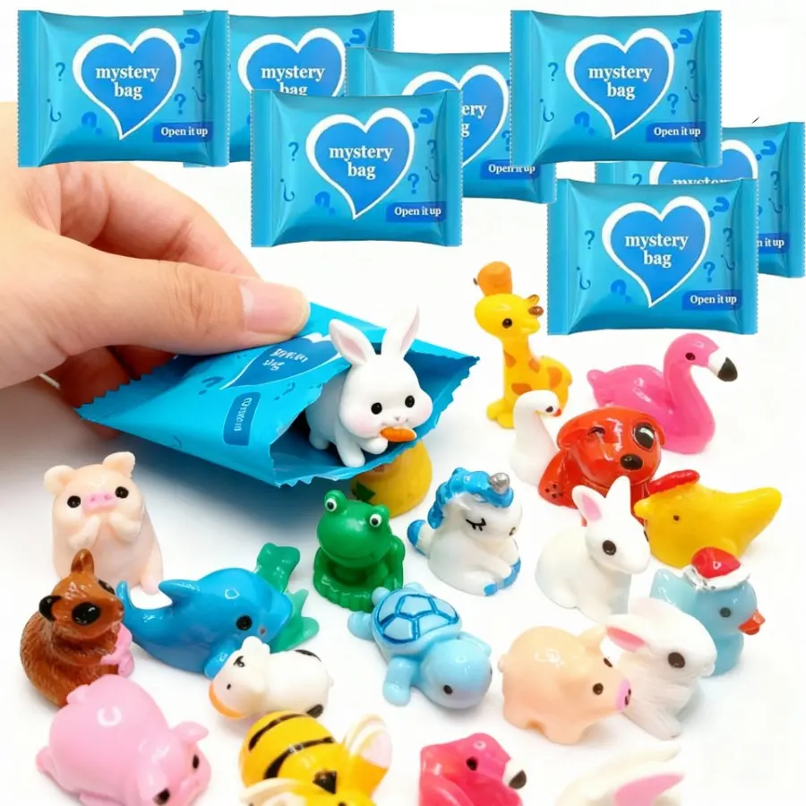 100pcs Random Mixed Resin Cute And Mysterious Small Animal Blind Box Ornament - Individually Packaged, Suitable for Fairy Tale Gardens, Doll Houses, Miniature Landscapes| Randomly Designed Miniature Collection of Small Animals| Resin Model for Eco