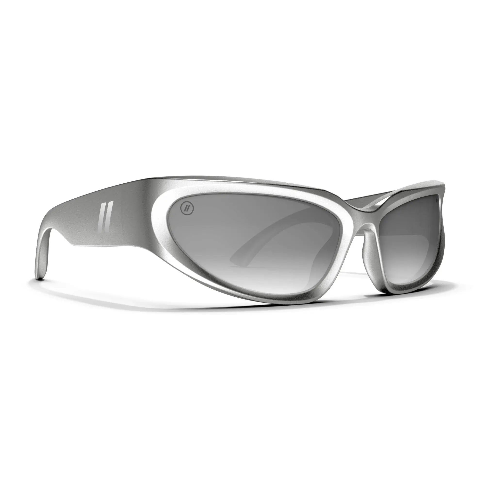 Blenders Eyewear Y2Skate Acetate Polarized Sunglasses, Futuristic Wrap-Around Frame in Metallic Silver with Mirrored Lenses for Unisex Everyday Wear, Modern Frames Sunglasses, Wrap Around Sunglasses