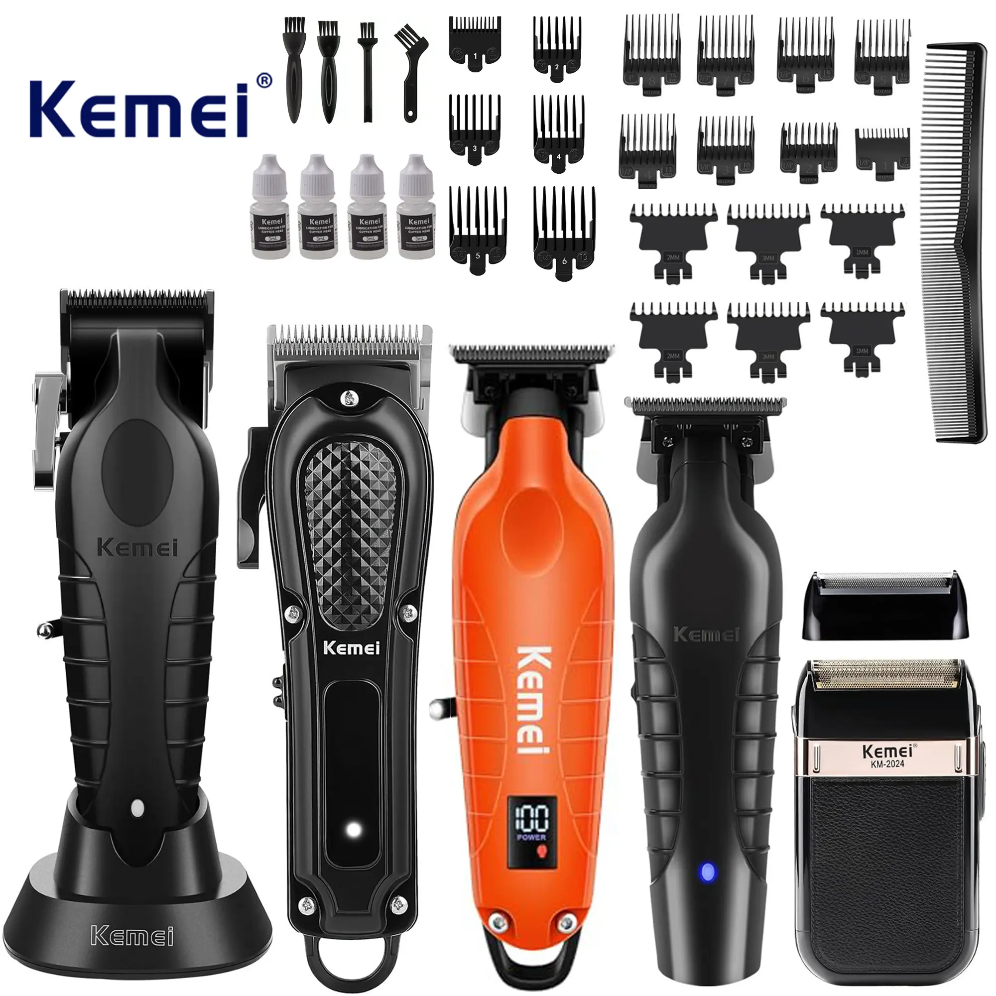 Kemei Hair Clipper Five-Piece Set，KM2296,KM1071,KM2293orange，KM2299,KM2024
