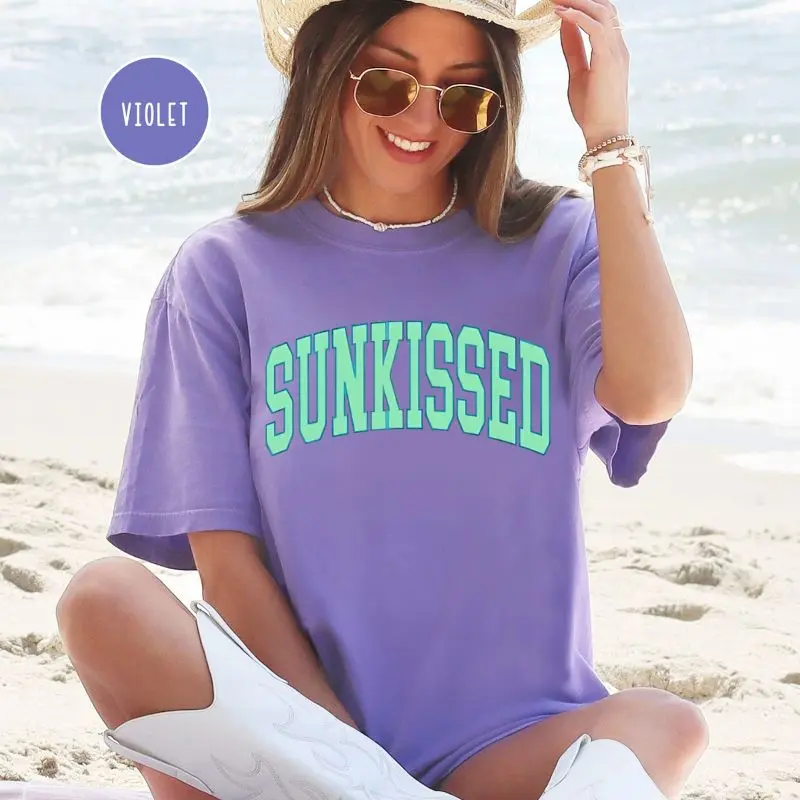 Comfort Colors Sunkissed Beach Shirt, Cute Summer Shirt, Oversized Beach Tee, Aesthetic, Spring Summer Outfits, Cotton Today Shirts, Apparel Women