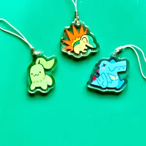 Pokémon 1.5” Acrylic Charms w/ Double Sided Epoxy: Generation 2 Starters