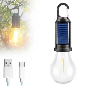 2/4 Pack Solar-Powered Tent Camping Light Bulb, Rechargeable Portable Outdoor LED Camping Lantern with 3 Lighting Modes, Tent Lamp with Clip Hook for Camping, Hiking, Backpacking