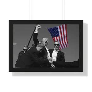 NEW!!!Trump Assasination Attempt black and white Framed Poster