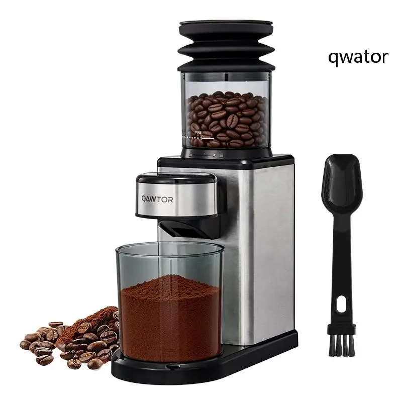 Qawtor Conical Burr Coffee Bean Grinder, 25 Grind Settings with Touch Control, Precision Timer, Anti-Static System, Air Blower and 200W Motor