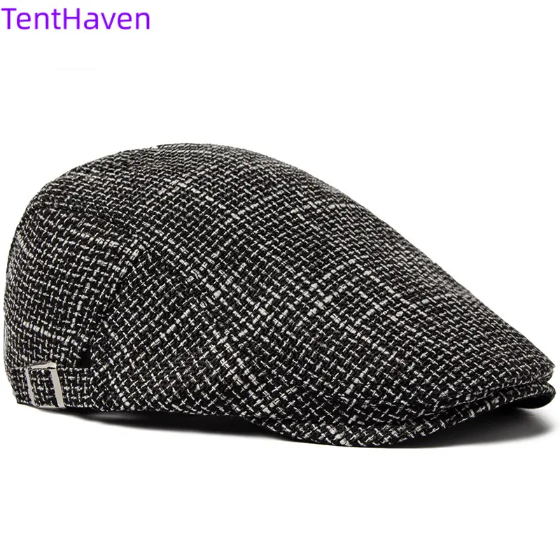 Men's Solid Color Casual Duckbill Cap, Breathable Cotton Linen Fabric, Vintage British Retro Style for Lightweight Outdoor Sun Protection, Casual Hat, Mens Hats, All Seasons, Breathable Hat, Sun Protective