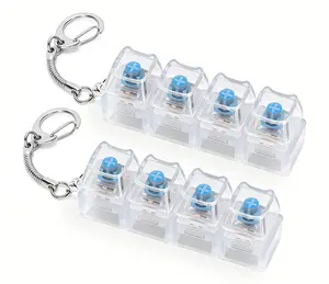 Transparent 4-Axis Keychain Mechanical Keyboard, Compact Stress-Relief Gadget for Programmers, Fun Festive Gift for Friends (Home & Party Supplies)