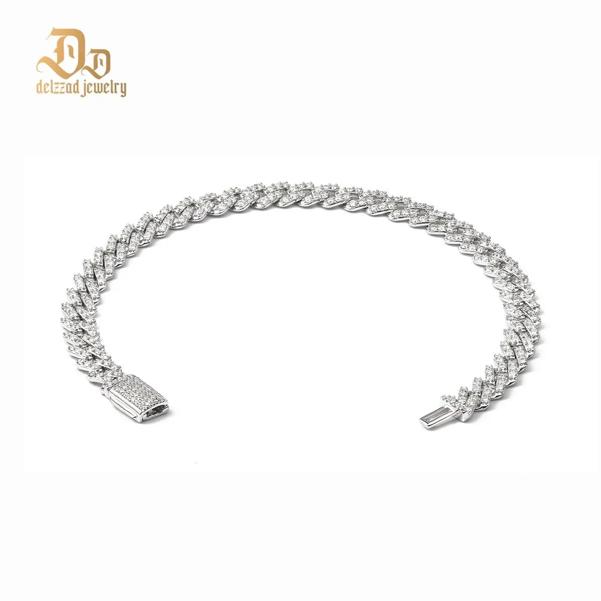 Delzzad (MSG.03) 6.8MM Hip Hop Iced Out Cuban Link Bracelet Necklace VVS D Color Synthetic Moissanite S925 Unisex Cuban Chain Perfect for Any Occasion & Everyday Wear Birthday Anniversary Christmas Gifts