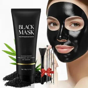 Blackhead Remover Mask Kit, Charcoal Peel Off Facial Mask with Brush and Pimple Extractors, Deep Cleansing for Face Nose Blackhead Pores Acne, For All Skin Types (3.5 Fl.oz)
