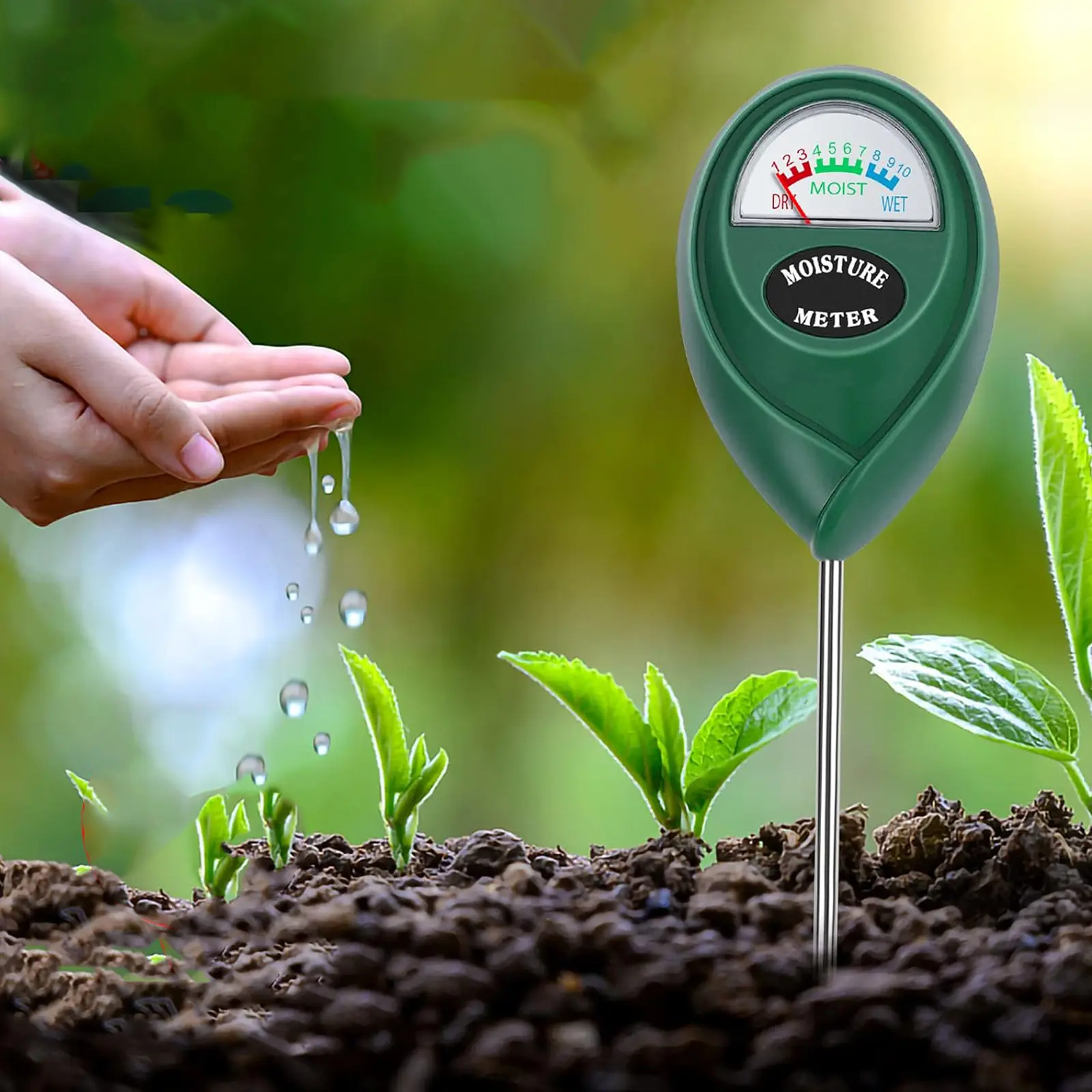 Soil Moisture Meter No Battery Needed, Plug & Play Soil Tester with Large Dial, Accurate Stainless Steel Sensor for Garden Plants, Garden Supplies, Garden Accessories