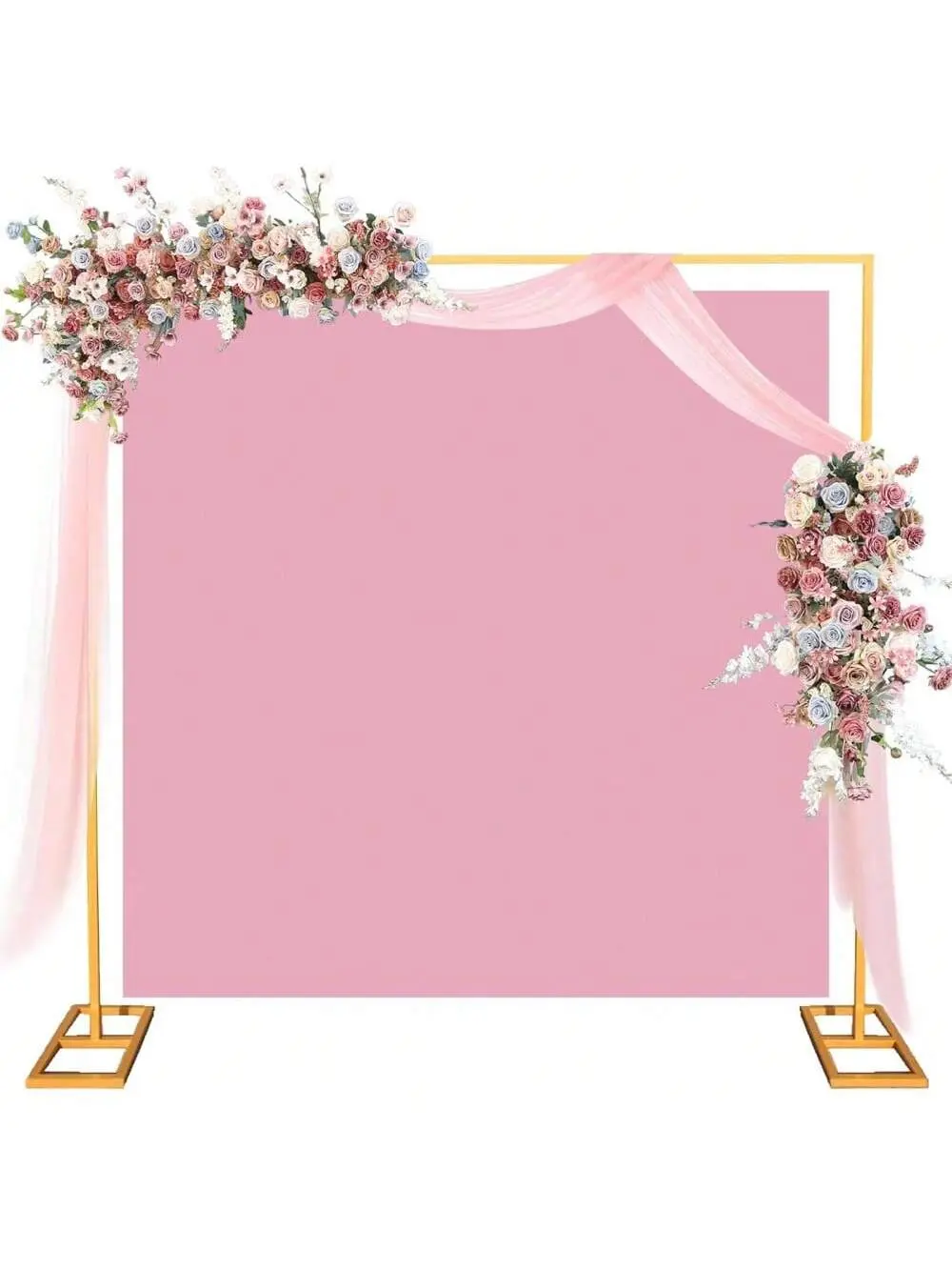 【Christmas Gift】Portable Adjustable 8.2FT Square Metal Arch Wedding Backdrop Stand Kit With Base, Pipe-And-Drape Set For Wedding, Baby Shower, Flower Wall Decor Banners, Metal Arch Backdrop, Wedding Arch Backdrop
