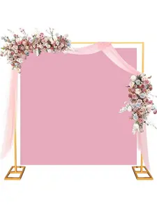 Wedding Backdrop Stand 8.2FT Square Frame With Base Portable Adjustable Pipe And Drape Backdrop Stand Kit For Ceremony, Wedding, Baby Shower, Birthday Party, Flower Wall Decoration Banners