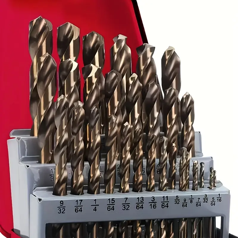 13 Piece Cobalt Titanium Drill Bit Set, M35 High Speed Steel Spiral Bits for Metal, Stainless Steel, Cast Iron, Wood, Plastic