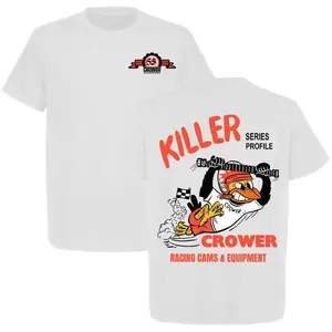 Crower Racing Cams T-Shirt, Killer Series Profile Cartoon Graphic, Crower Performance Cams & Equipment Graphic Shirt for Car Racers & Engine Builders, Gift for Motorsport Enthusiasts or Speed Junkies