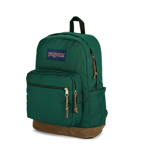 JANSPORT Unisex Green Suede Right Pack Backpack, Featuring 15-inch Laptop Compartment