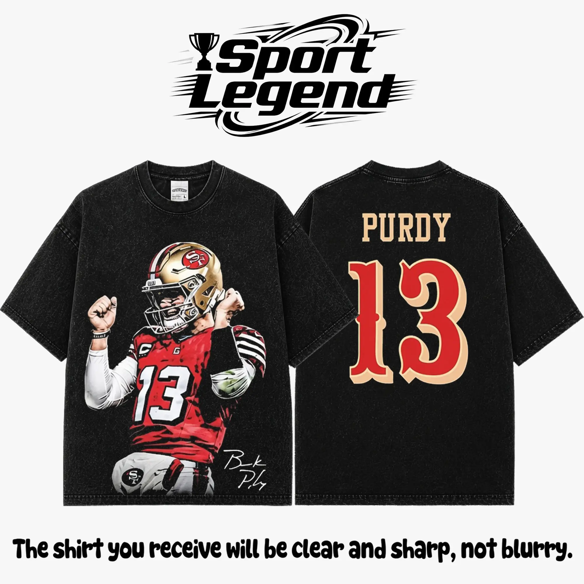 Brock Purdy #13 Premium Acid Washed Cotton T-Shirt, Bay Area Football Fan Graphic Tee, Vintage Heavyweight Game Day Shirt, Unisex Washed Streetwear Gift