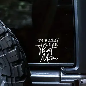 1PC Niche Mom Style Aesthetic Sticker, Sticker For Cars, for car accessories/decor items, Textured handwritten 'That Mom Logo' design, fits playful mom-style lovers' taste sticker + niche car mom-style decor goods Car Decals