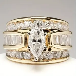 Exquisite Zirconia Wide-faced Anniversary Ring Set - Stylish Women's Engagement Ring for Wedding, Banquet, and Luxurious Jewelry Gift