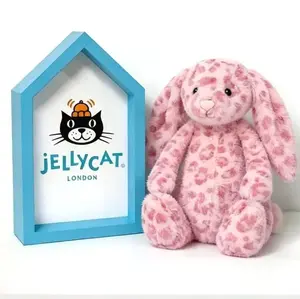 Jellycat NWT Hopscone Luxe Bunny Plush Toy Pink Leopard Print Bashful Bunny Doll