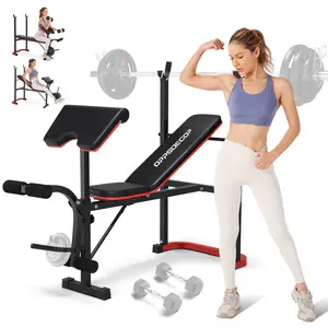 OPPSDECOR Adjustable Weight Bench Set with Leg Developer & Preacher Curl Pad Full Body Workout Bench Press for Home Gym Fitness U-Shaped Stable Design