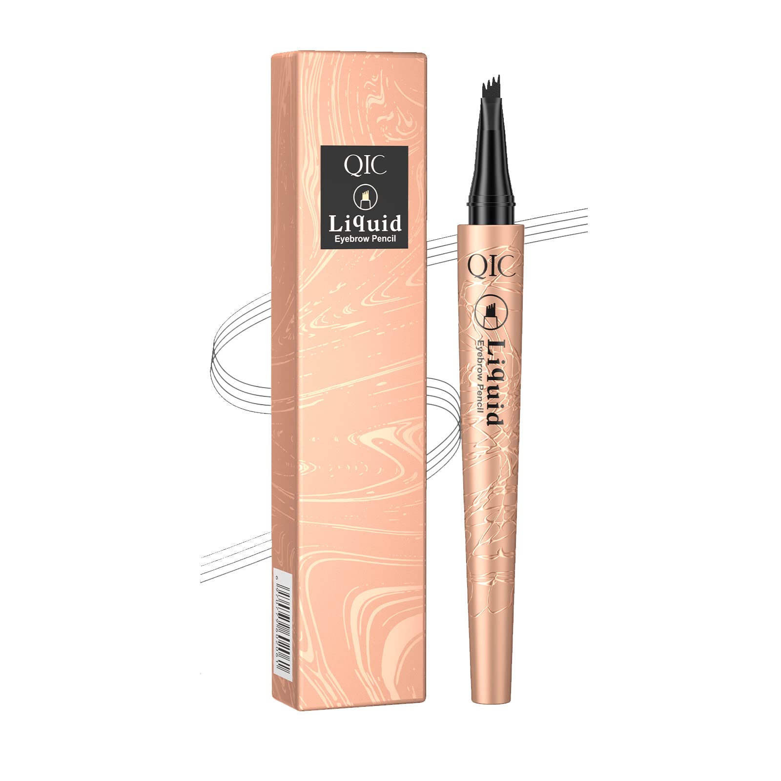 QIC 4-Tip Microblading Eyebrow Pencil, Waterproof Long-Lasting 3D Brow Pen, Natural Looking Brow Makeup Tool for Women Daily Use & Gift