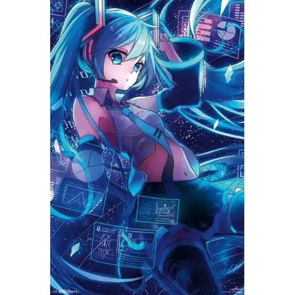 Hatsune Miku Vocaloid 24X36 Inch Premium Vertical Wall Poster - Original Design with High-Quality Sound and Detailed Features