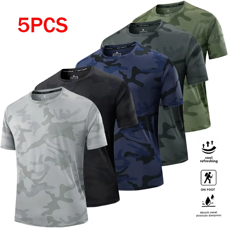 Camouflage outerwear fashion casual cool men's sports short-sleeved T-shirt, Men’s Shirts, Casual Appeal