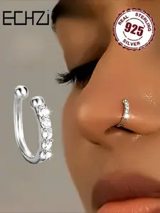 925 Sterling Silver Fashionable Fake Nose Ring, No Piercing Needed Nose Ring, Fashion Hip Hop Accessory for Women & Girls, Nose Ring Jewelry