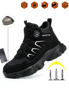 Men Women Safety Shoes, Steel Toe Workshoes, Euro Standard Steel Toe, Thick Kevlar, Anti-Slip Wear-Resistant Rubber Sole, Casual Striped Textile Boots, Waterproof Safety Boots, Slip Resistant Footwear, Workboots