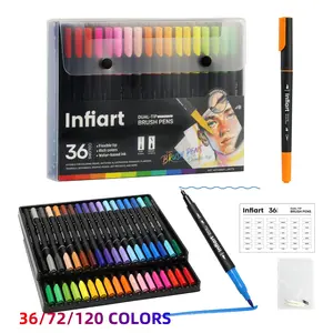 Infiart Dual-Ended Art Markers Set, Brush Tip and Fine Point, Ideal for Coloring, Sketching, and DIY Albums, Versatile Drawing Tools