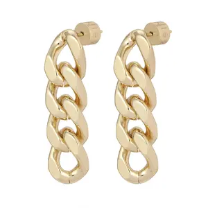 Taraji 4 Link Drop Earrings - Gold Color, Simple Design, Elegant Style