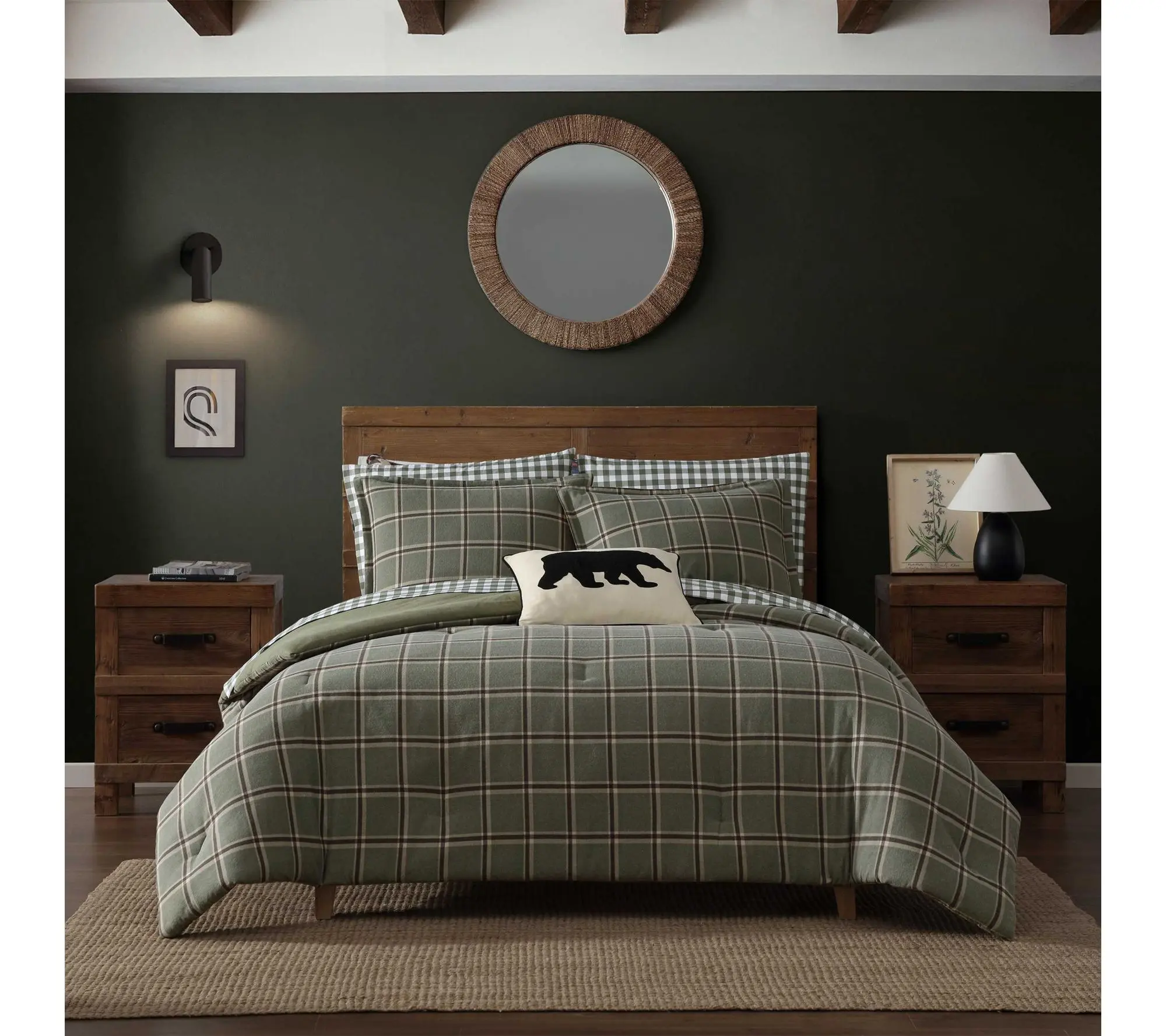 Eddie Bauer Alpine Plaid Green Flannel King Comforter Set Eddie Bauer Alpine Plaid Green Flannel King Comforter Set