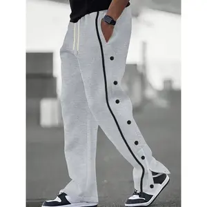 [Polyester Sweatpants] Polyester Men's Sweatpants - Casual Solid Color Knit Fabric, Regular Fit, Elastic Waistband - Fall/Winter Collection