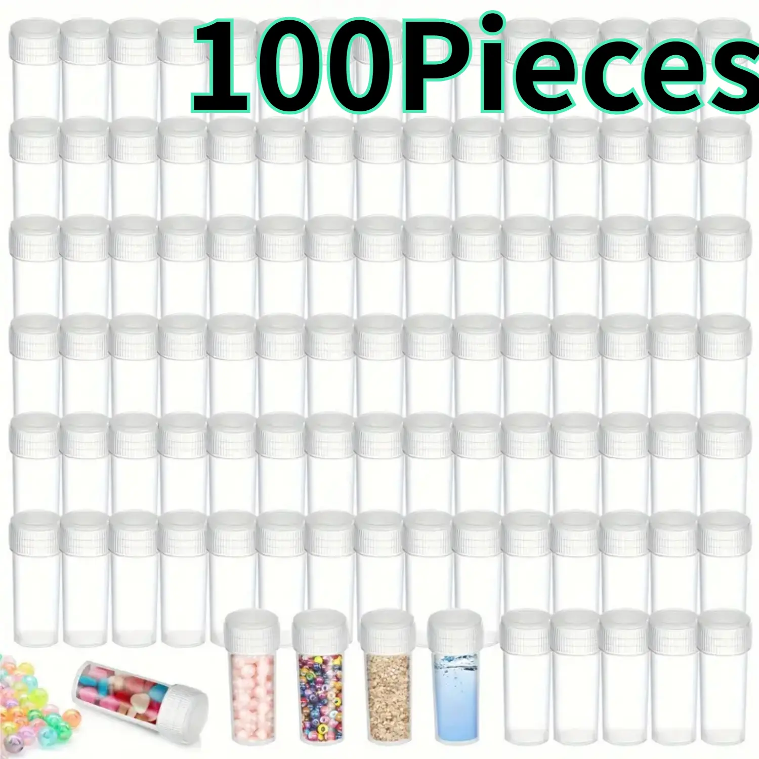 100Pcs Bulk Glossy Solid Small Plastic Canister Bottles - 5ml Leak-Proof Portable Sealable Containers, 0.59" Diameter, Powder-Dry Design, for Home Supplies, Pills Storage, Diameter 0.59"