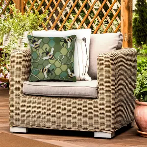 Lush Decor MARINA Indoor/Outdoor Power Loomed Easy Care Pillow - Transitional Geometric Casual Nature Accent  (Bee Free)