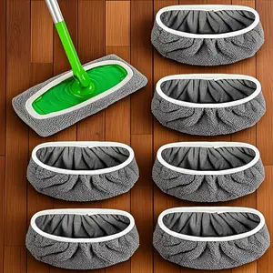 4PCS Premium Reusable Mop Replament Pads: Washable, Durable, High Absorption for Dry & Wet Cleaning (Mop Excluded)