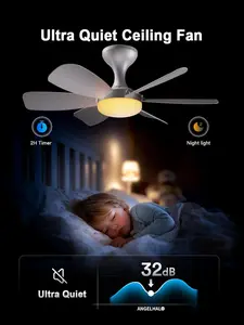 Socket Ceiling Fan with Lights & Remote App, E26/E27 Base, Dimmable 3-Color, Reversible Motor, Easy Screw-in Installation for Bedroom, Living Room, Kitchen & Garage