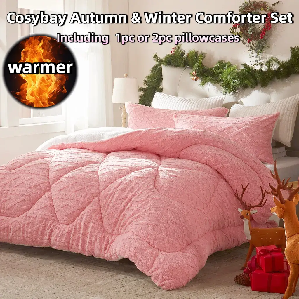 【End of Season Clearance】Cosybay Queen Comforter Set - Heavyweight 450g Milk Velvet Flannel Bedding Set, Reversible Sherpa Blanket, Pillowcases, Machine Washable Bedroom Accessories (Halloween/Christmas Themed)