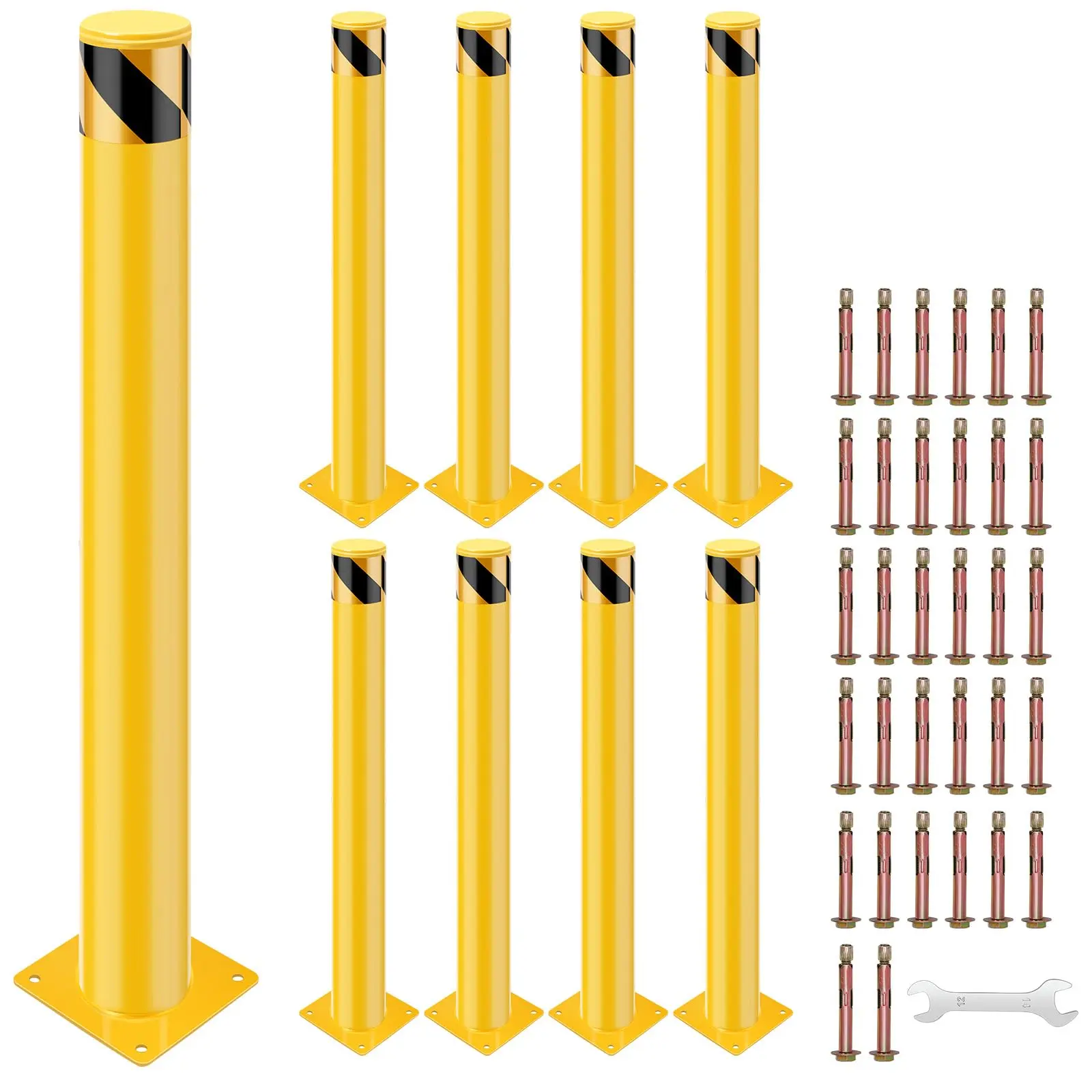 GARVEE Explore GARVEE and GARVEE Safety Bollard Posts: Durable 42 x 4.5 inch Steel, Removable Traffic Parking Barriers in Yellow, Available in Packs of 4, 6, and 8 for Versatile Protection and Visibility.