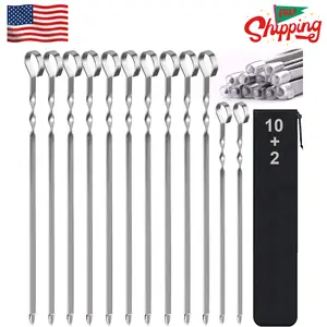 Skewers - 17" Kabob Skewers for Grilling, Metal Sticks