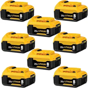 8-Pack 8000mAh 20V Lithium-ion Battery for Dewalt 20V Battery Max XR Tools High Capacity Compatible with DCB200/DCD/DCF/DCG/DCS Series