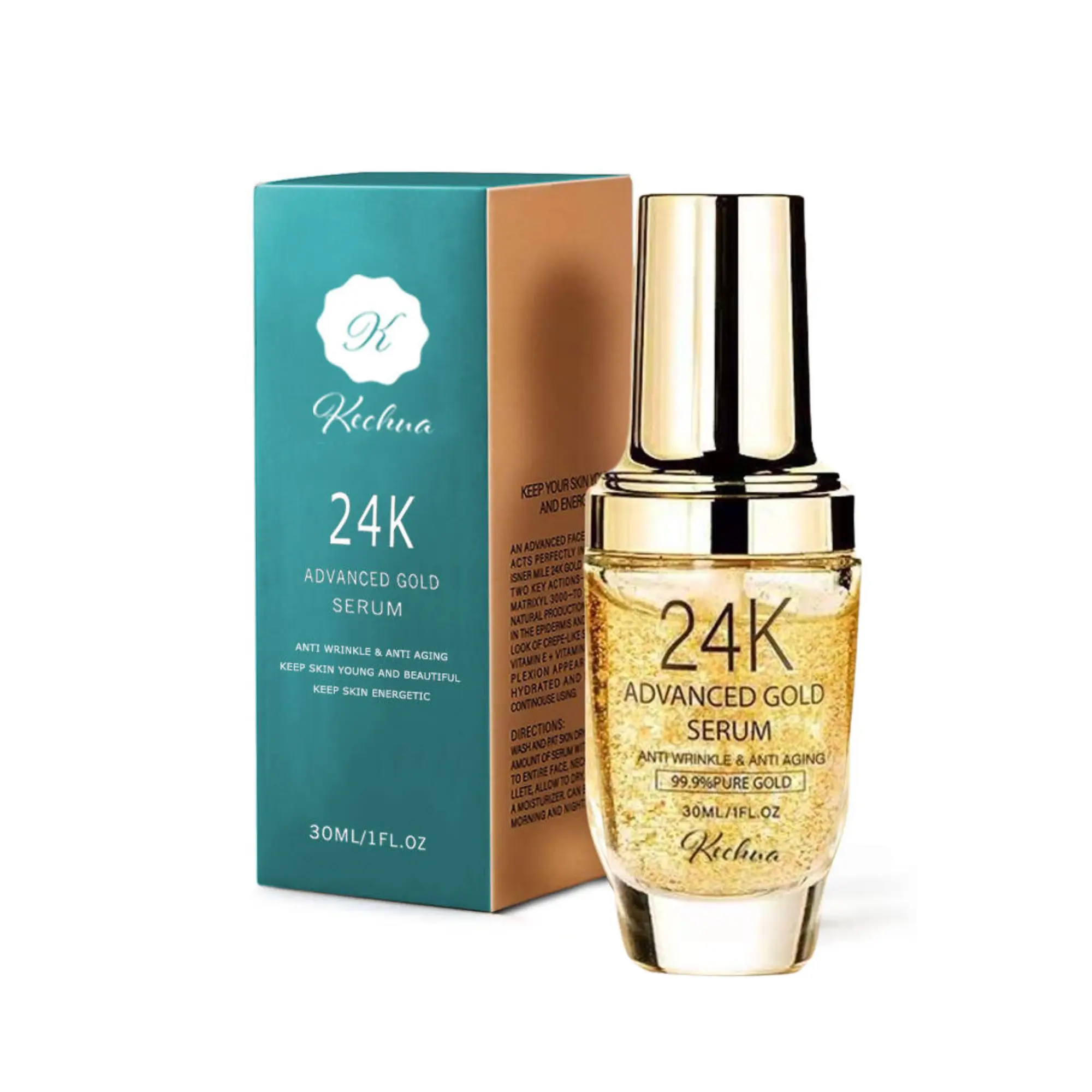 24K Gold Face SerumHyaluronic Acid with Vitamin E & C, Peptides Ampoule, Firms, Brighten, treats Acne, Anti Wrinkles Anti-Aging reduces Dark Spots for women and men for All Skin Types to use day and night.