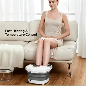 Thoughtful Gift for Parents Wife Friends Foldable Collapsible Heated Foot Spa with Heat Massage Bubble Jet Red Light Therapy Temp Control Timer Leakage Protection IPX4 Easy Drain Stable Structure Perfect Home Spa Gift for Family Relaxation
