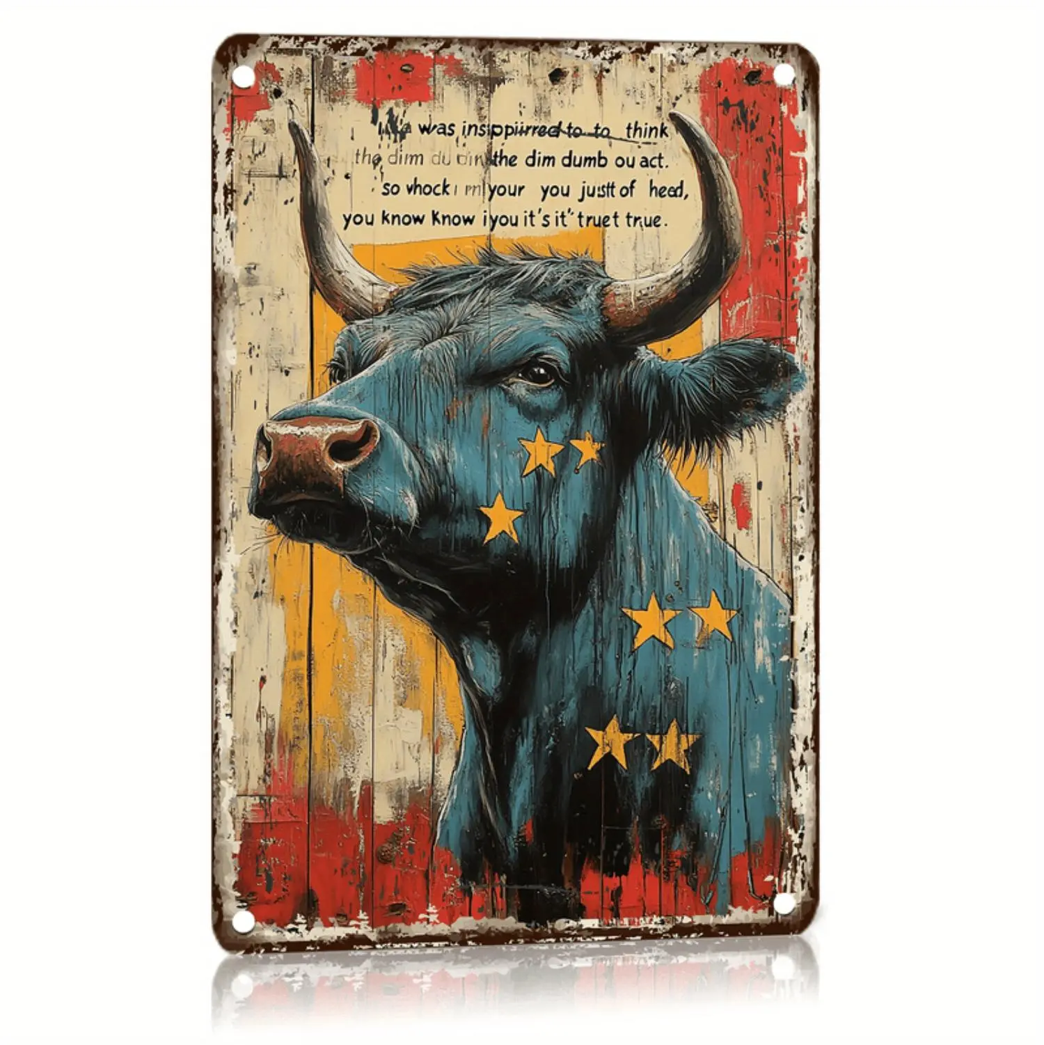 Vintage Metal Tin Sign Featuring Gentle Ox 12x8 Inch Wall Art for Rustic Home Decor in Restaurants Bars Cafes and More