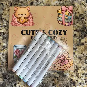 Book and markers bundle 6 pack mystery Bianyo brush tip markers