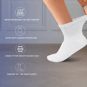 Diabetic Ankle Socks 3/6/12 Pairs for Men & Women | Non-Binding, Seamless Toe & Soft Cotton | Breathable & Stretchable Comfort for Neuropathy, Edema & Circulation Support Moisture-Wicking
